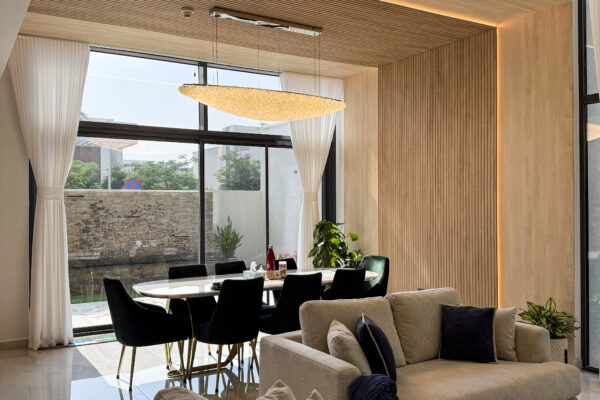 Modern Fluted Wood Wall Paneling I A Luxury Feature In Yas Island