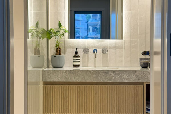 Custom Floating Vanity | Double-Sink Cabinetry & Ambient Under-Cabinet Lighting 12 24 1