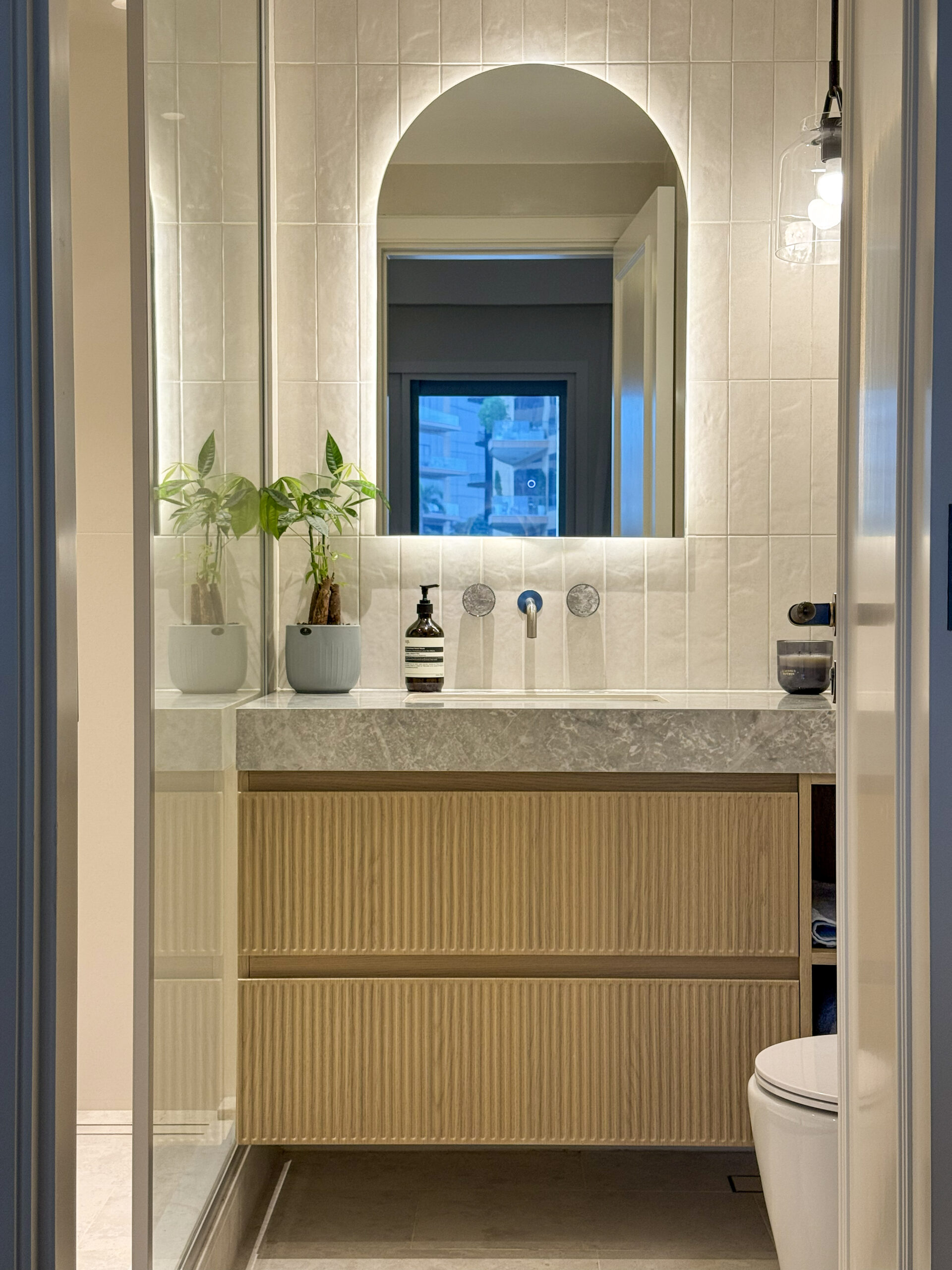 Custom Floating Vanity | Double-Sink Cabinetry & Ambient Under-Cabinet Lighting 6 Custom Floating Vanity | Double-Sink Cabinetry & Ambient Under-Cabinet Lighting - Image 4