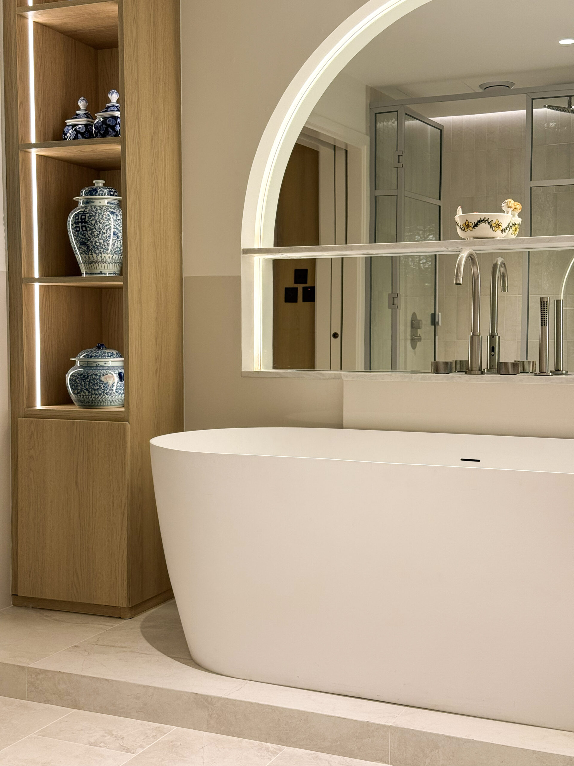 Custom Floating Vanity | Double-Sink Cabinetry & Ambient Under-Cabinet Lighting 5 Custom Floating Vanity | Double-Sink Cabinetry & Ambient Under-Cabinet Lighting - Image 3