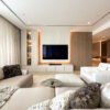 Modern Living Room TV Wall | Integrated Oak Paneling & Minimalist Cabinetry