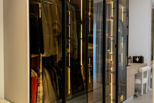 Full Master Suite Reveal | Seamless Wood Joinery, Glass Closets 8 2