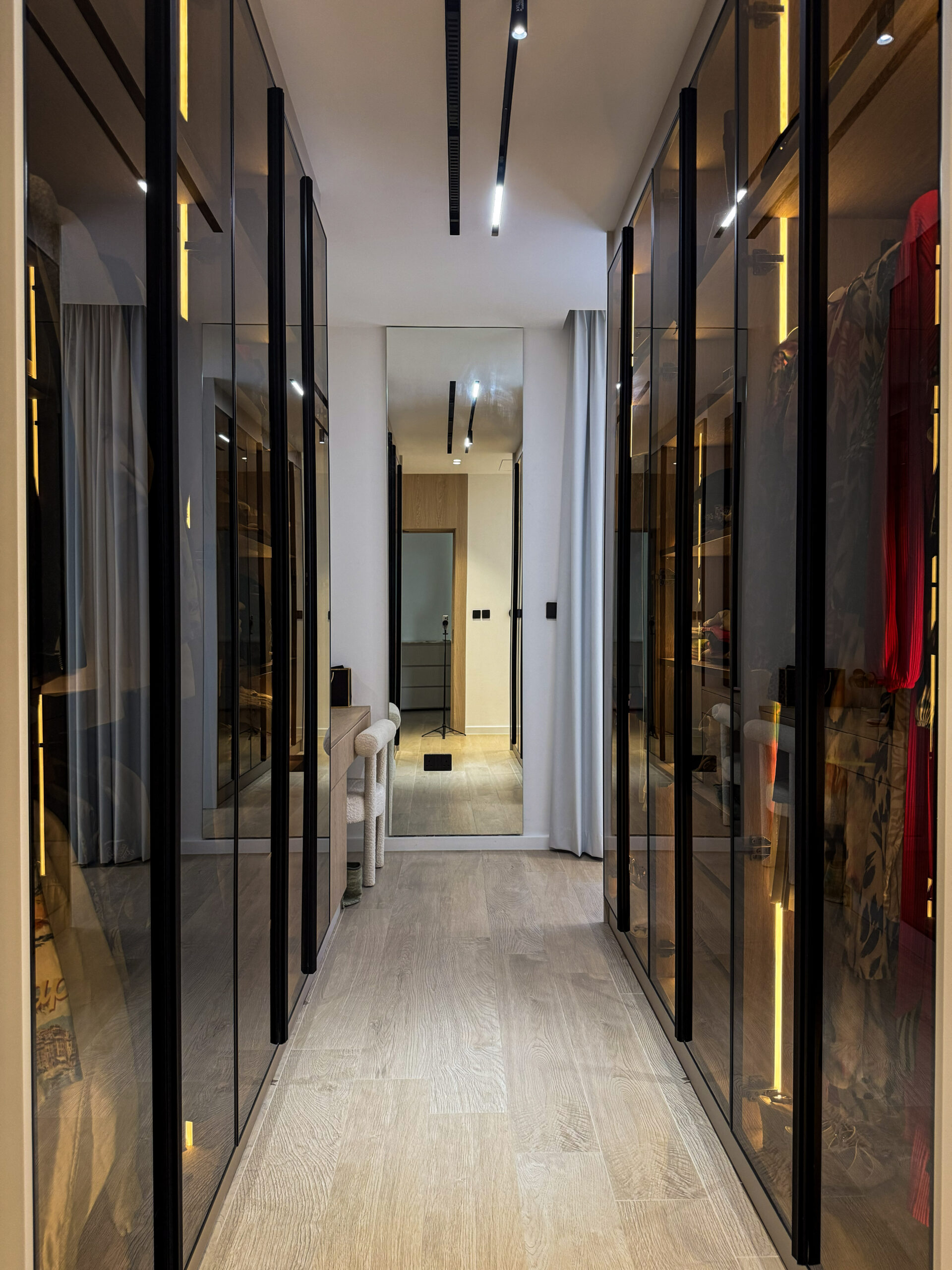 Full Master Suite Reveal | Seamless Wood Joinery, Glass Closets 2 Full Master Suite Reveal | Seamless Wood Joinery, Glass Closets