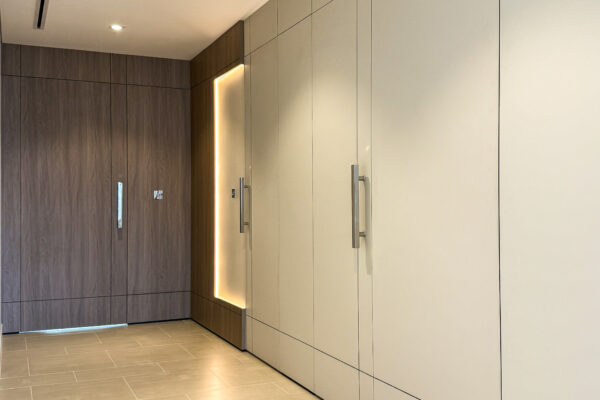 Alternative view of Architectural Corridor Design | Full-Height Oak Doors & Integrated Wall Lighting