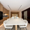 Integrated Kitchen Island & Dining Table | Elegant Oak Cabinets & Marble Floors