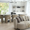 Luxurious Modern Open-Concept Living with Glass Doors & Bouclé Furniture