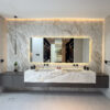 Luxury Marble Bathroom Vanity | Integrated Double Sink & LED Backlit Mirror