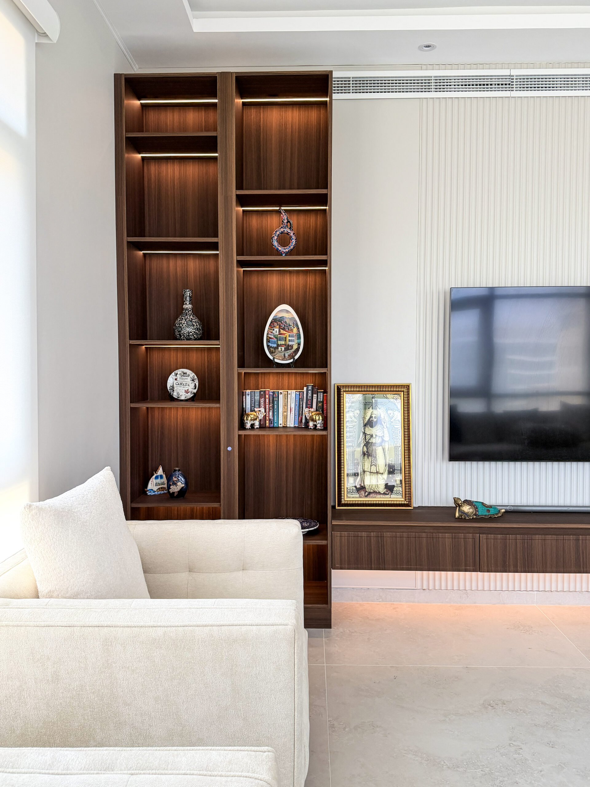 Modern Custom TV Unit & Feature Wall | Bespoke Dark Walnut & LED Media Wall 5 Modern Custom TV Unit & Feature Wall | Bespoke Dark Walnut & LED Media Wall - Image 3