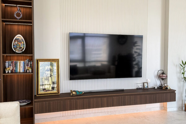 Modern Custom TV Unit & Feature Wall | Bespoke Dark Walnut & LED Media Wall 9 IMG 5425