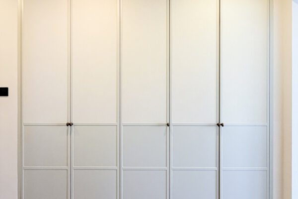Alternative view of Custom Built-In Wardrobe Design | Off-White Shaker Closets & Glass Doors