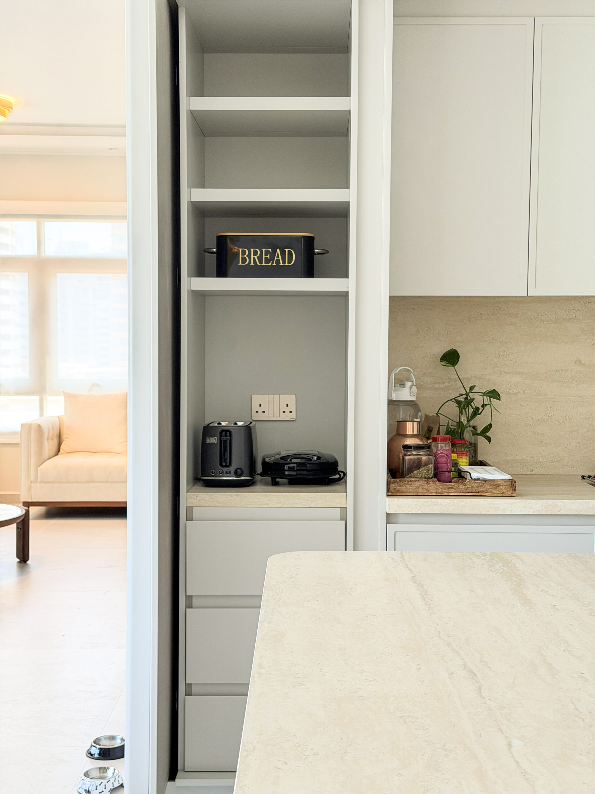 Modern Bright Kitchen Architecture | Glass-Front Island & Pocket Door Pantry 6 Modern Bright Kitchen Architecture | Glass-Front Island & Pocket Door Pantry - Image 5