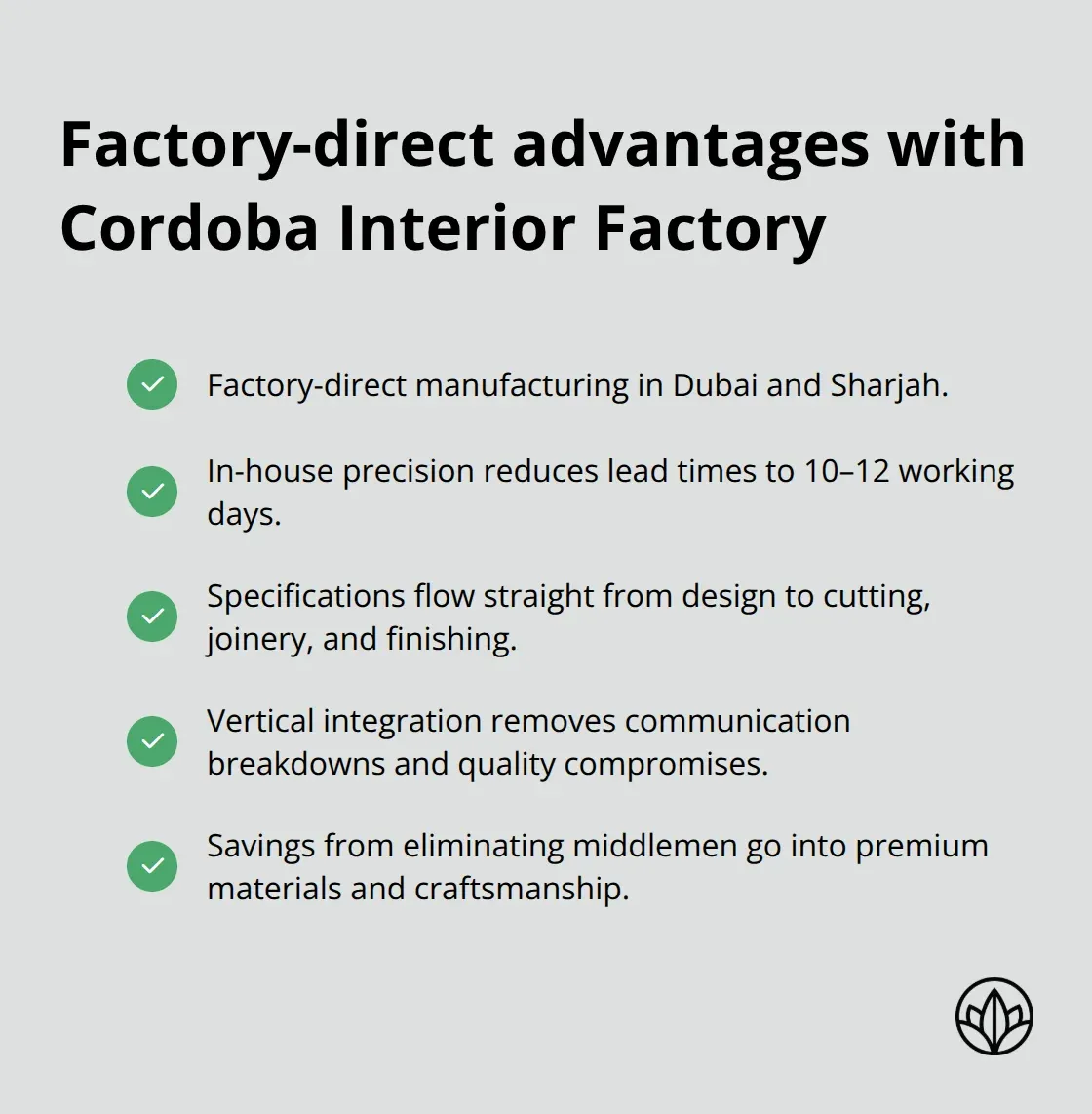 Benefits of in-house, factory-direct production for bespoke kitchen islands in the UAE - bespoke kitchen island dubai