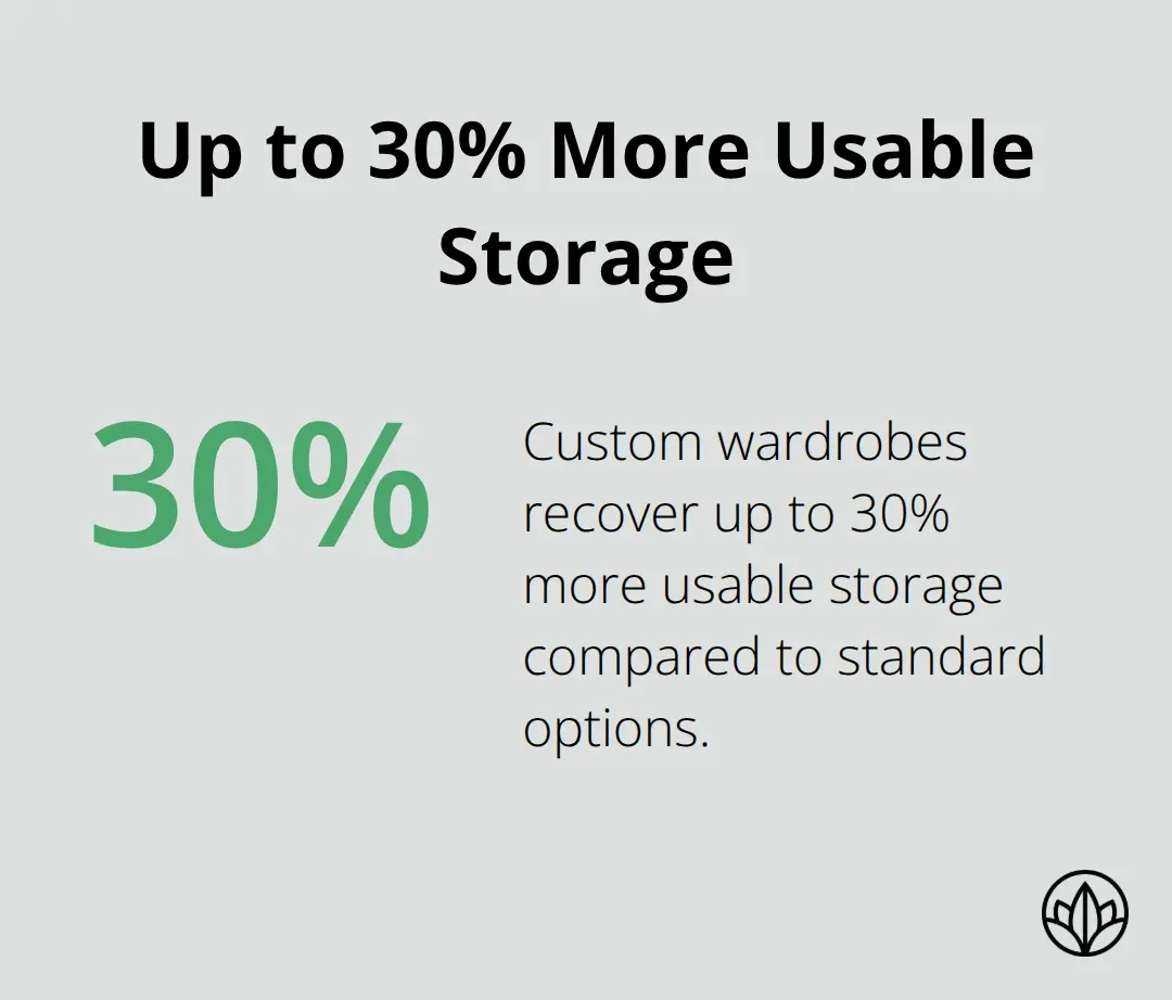 Visual showing that bespoke wardrobes can recover up to 30% more usable storage versus standard options in Dubai homes. - bespoke wardrobes dubai