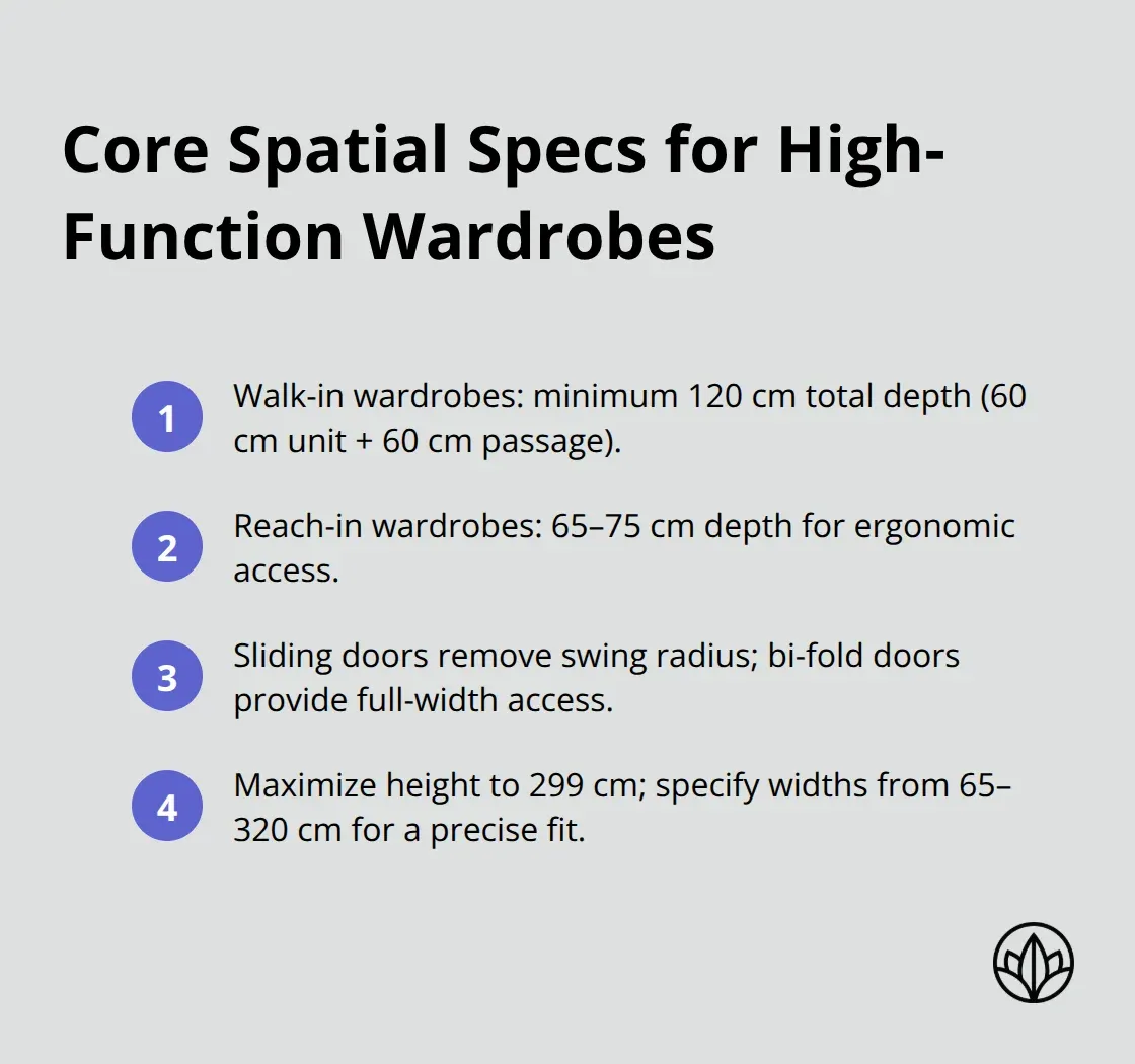 Compact list of essential wardrobe dimensions and configurations for UAE homes - custom luxury wardrobes dubai