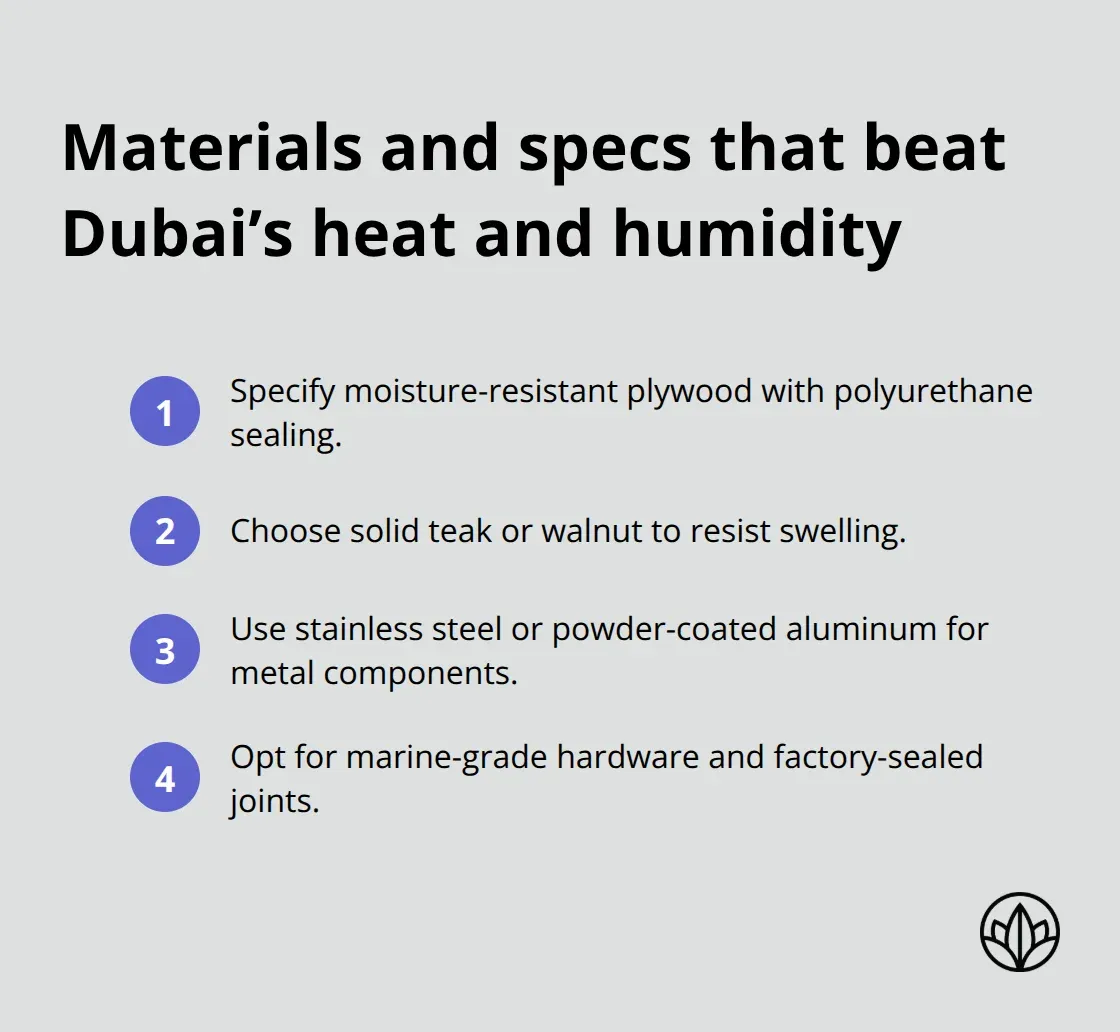 Do's and Don'ts: Walk-In Wardrobes in Dubai - Design and Use Tips 4 Compact checklist of materials and specifications suitable for Dubai wardrobe environments.
